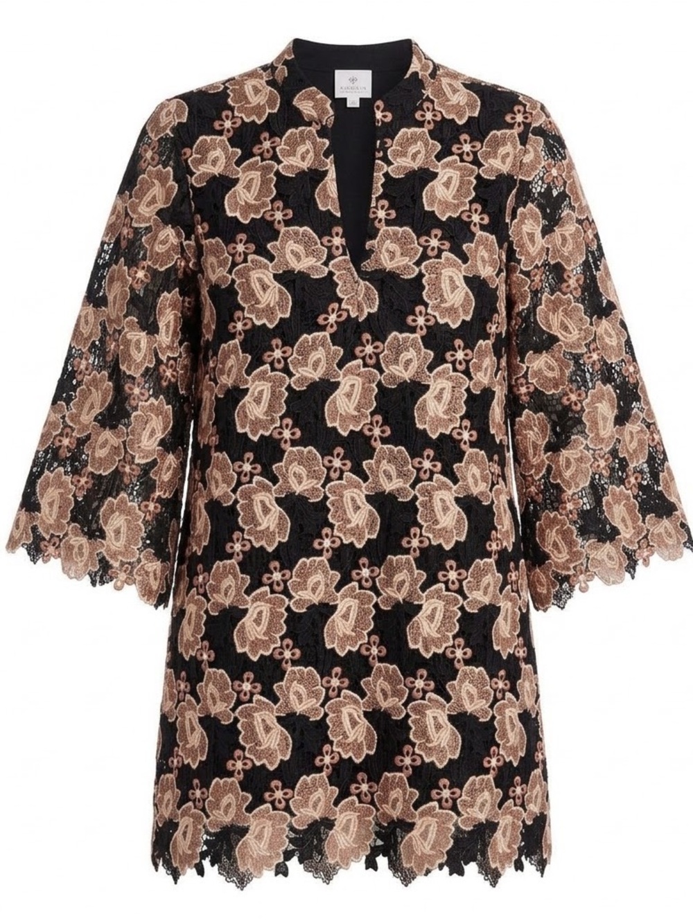 J. Marie women’s XL floral open knit lace over lining kimono sleeve mini dress
